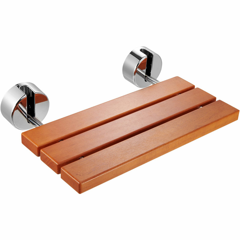 Siège de douche pliable en teck, banc de douche mural plié de 20,1 po x 13,2 po avec capacité de charge de 440 lb, chaise de douche pliante compacte Home Care pour les femmes enceintes et les enfants âgés