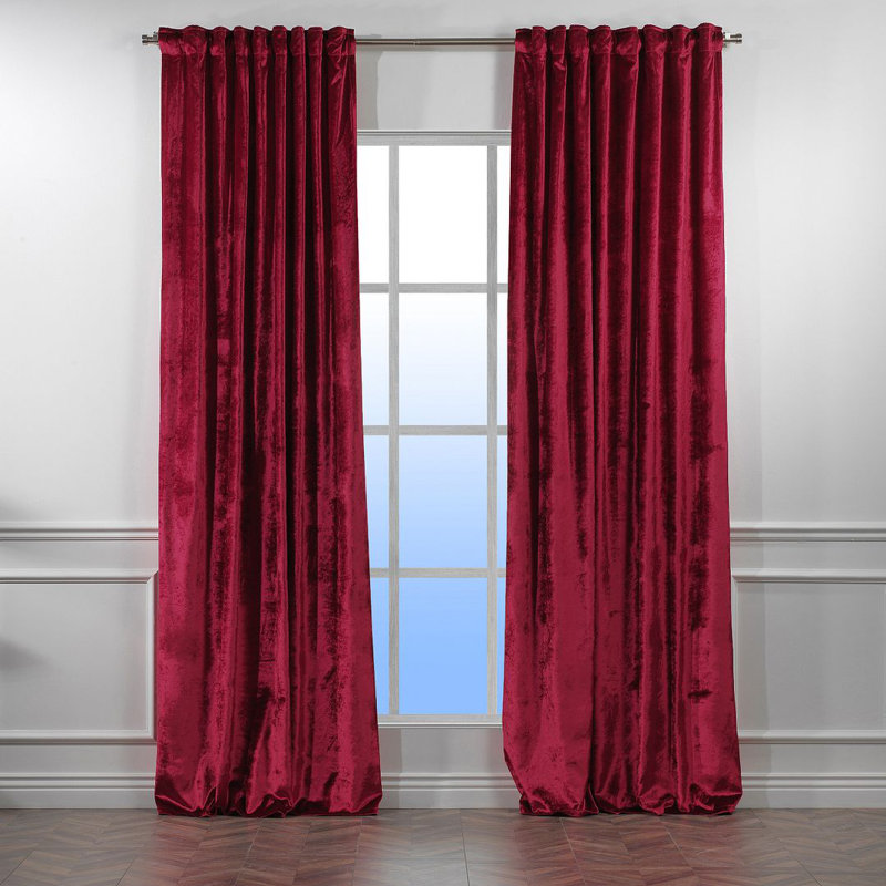 Room Darkening Single Curtain Panel, 130cm Width x 265cm Drop, Red