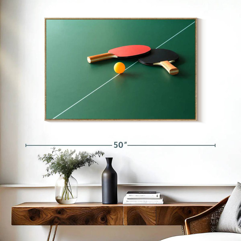 Pingpong Gear Set, Floating Frame Natural Wood, 40" X 27"