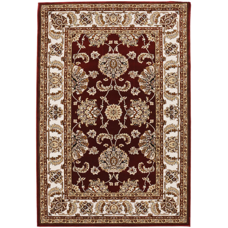 Tapis rouge traditionnel 4X6, Rectangle 4 pi 2 po x 6 pi 1 po