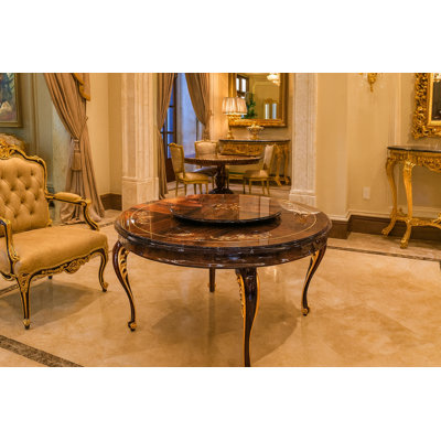 Athena Round Walnut Wood Dining Table