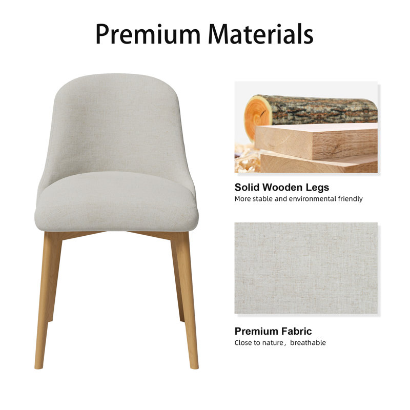 Chaises de salle à manger rembourrées Modern, Bois naturel, 4, Gris clair