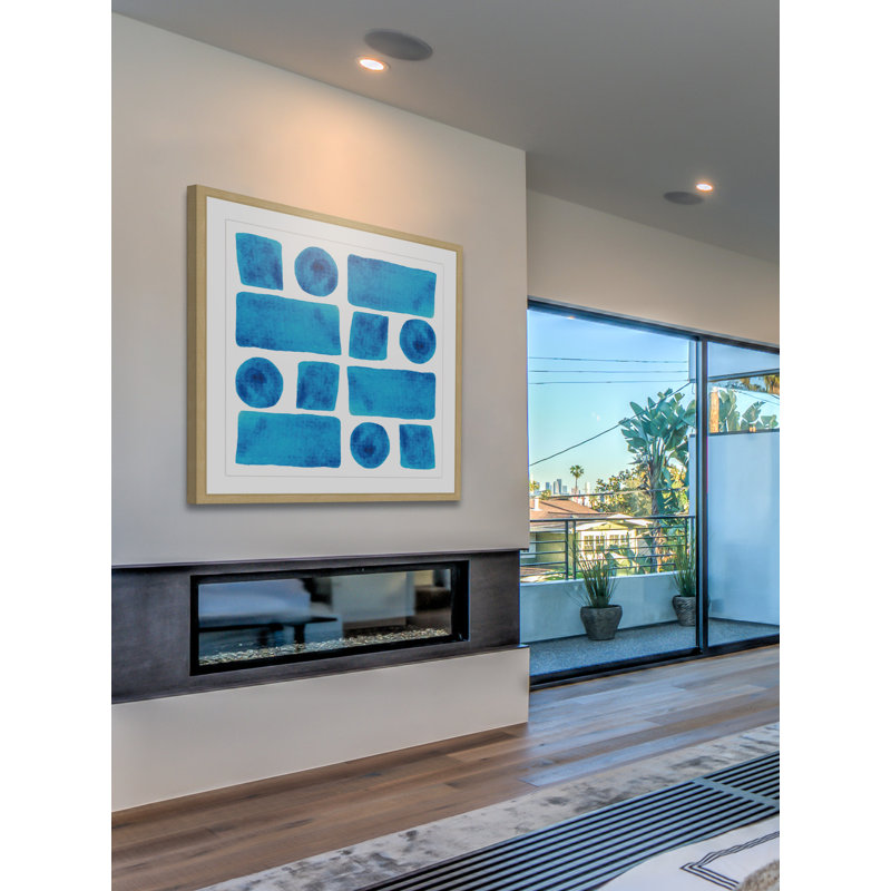 " Blue Method " by Marmont Hill, 32" H x 32" W x 1.5" D, Natural Framed