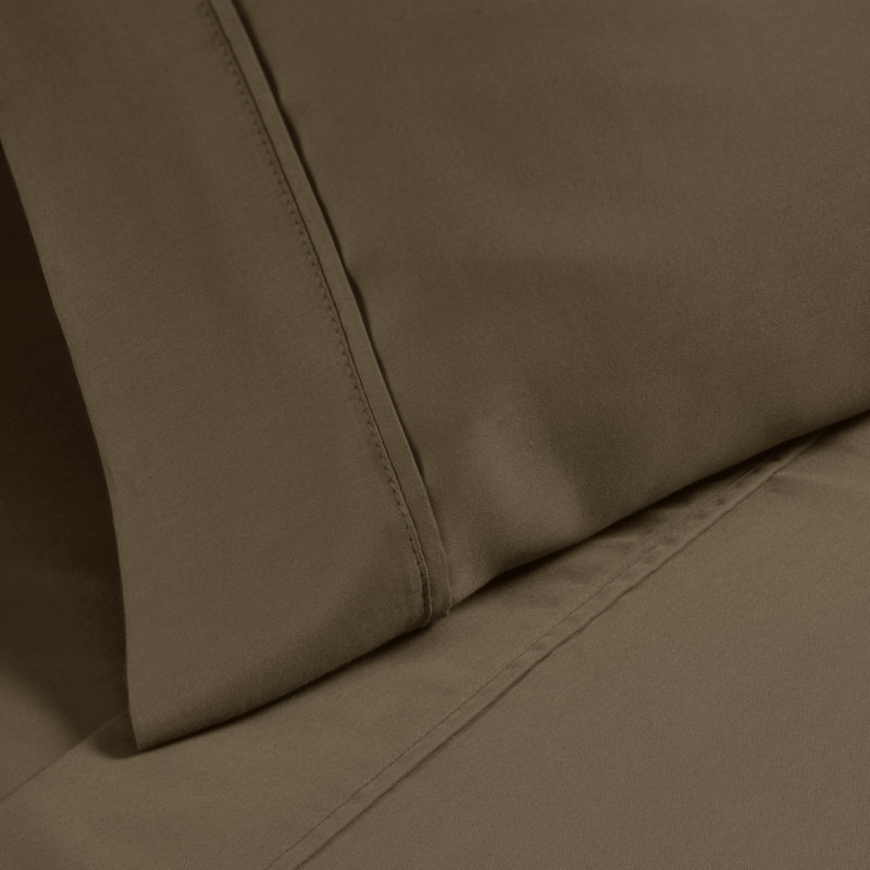 Superior 1200 Thread Count Wrinkle Resistant 2-Piece Cotton Blend Pillowcases, Taupe, King