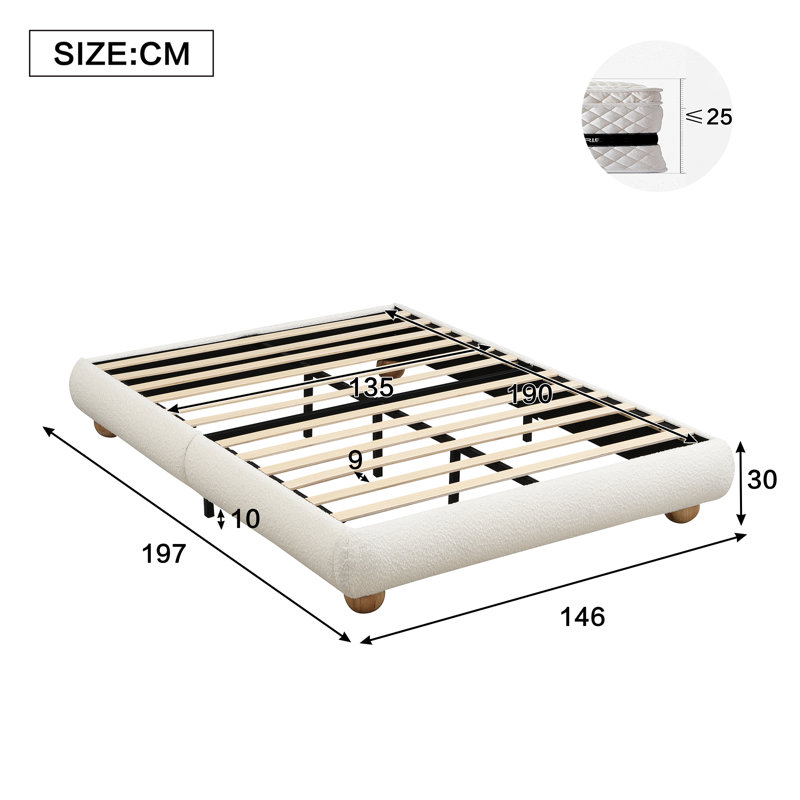 Upholstered Bed, Double (4'6)
