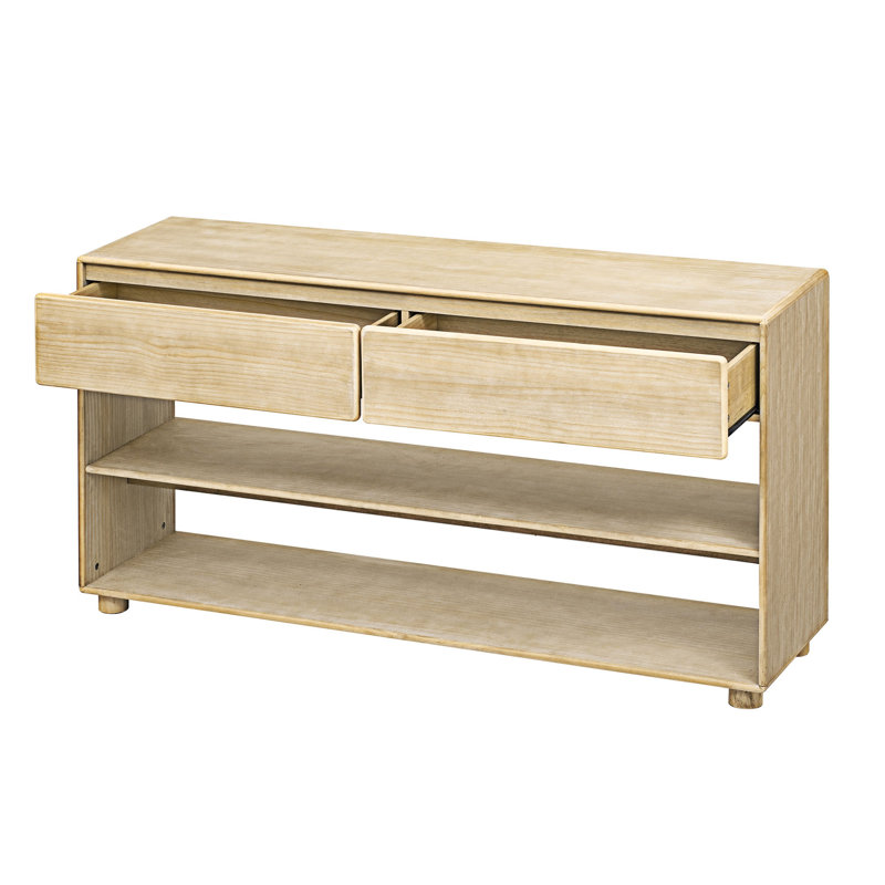 Console avec tiroirs et tablettes, Bois naturel délavé