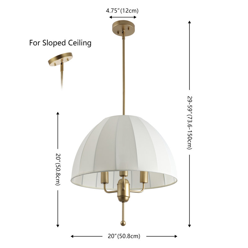 Luminaire suspendu 20 pouces 3 lumières Silvie