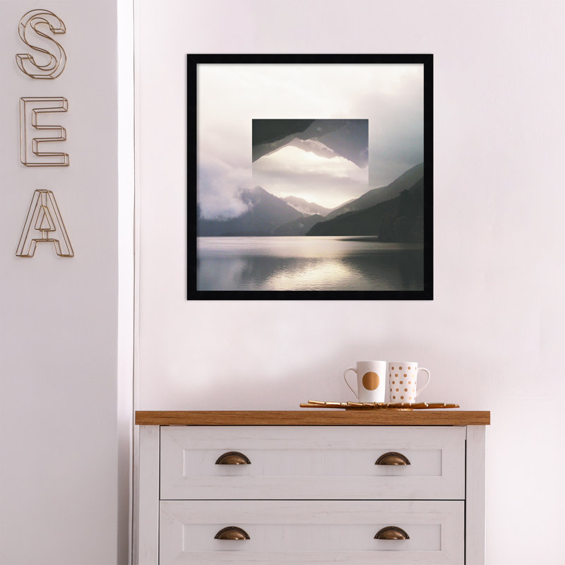 Reflected Landscape by Laura Marshall, 21" H x 21" W x 1" D, Black