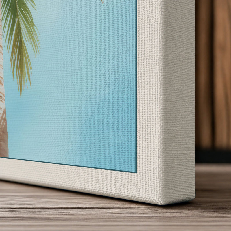 Palm Against Sky Botanical 1 Piece Wrapped Canvas Wall Art, 36x24 - 91.4 x 61.0 cm, Cream Border
