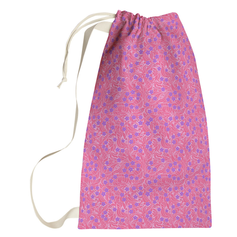 Sac à linge florale à tourbillons, Petit (H 64 po x l 20 po x P 1,5 po), Rose / Mauve