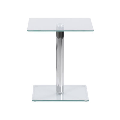 Column Glass Top Pedestal End Table