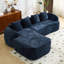 Canapé en forme de L en chenille bleu foncé avec éponge hautement élastique, accoudoirs courbés et quatre coussins décoratifs pour plus de confort et de style-1658638439