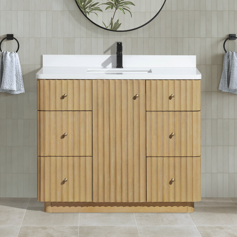 Meuble-lavabo simple 42 po avec plateau en pierre d'ingénierie La Jolla