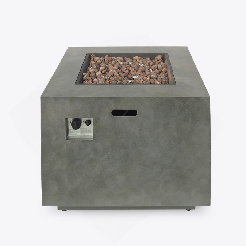SQUARE IRON FIRE PIT-50 000 BTU, Stone Gray