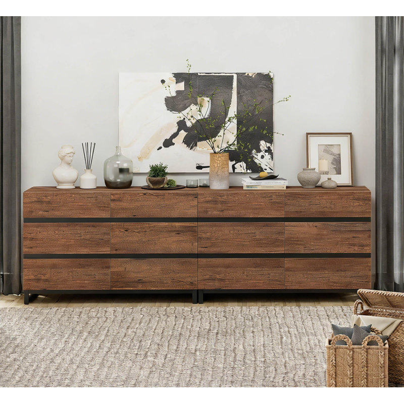 2 PCS Dresser For Bedroom, Closet Organizers And Storage With 6 Drawers, Chest Of Drawers With Metal Base, Modern Wood Dresser