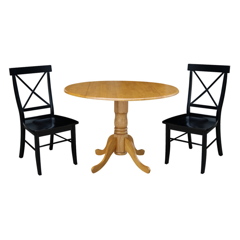 Geremiah Drop Leaf Solid Wood Dining Set, Natural