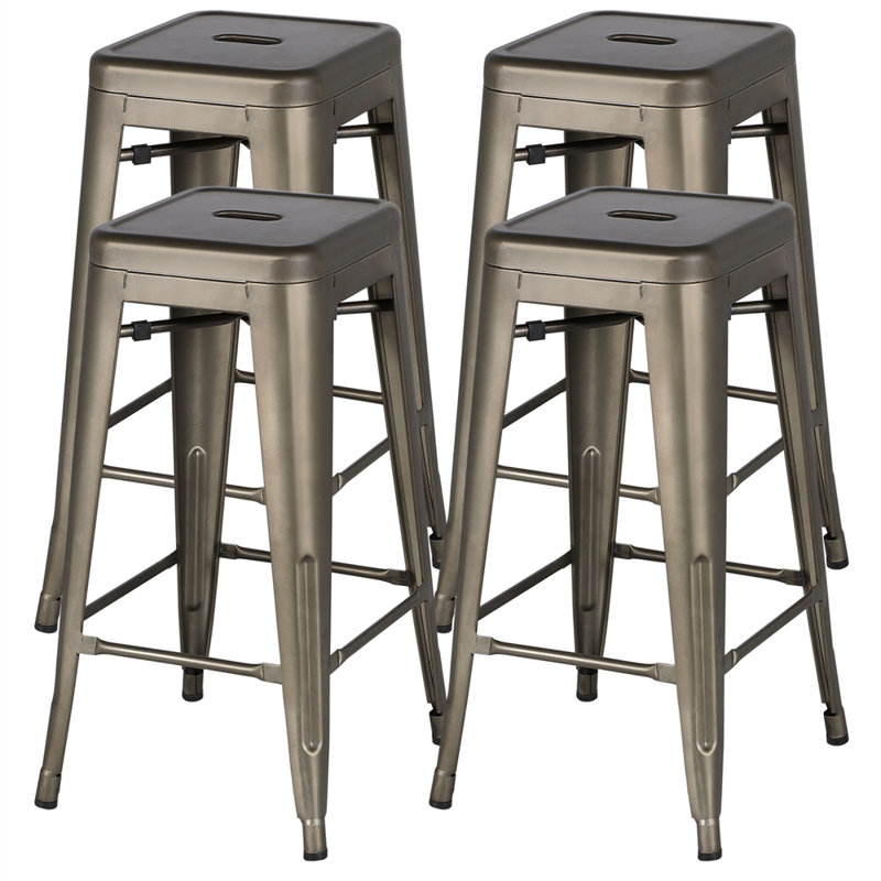 Winfred Counter Stool with Metal Frame, Gunmetal, Bar Stool (30” Seat Height)