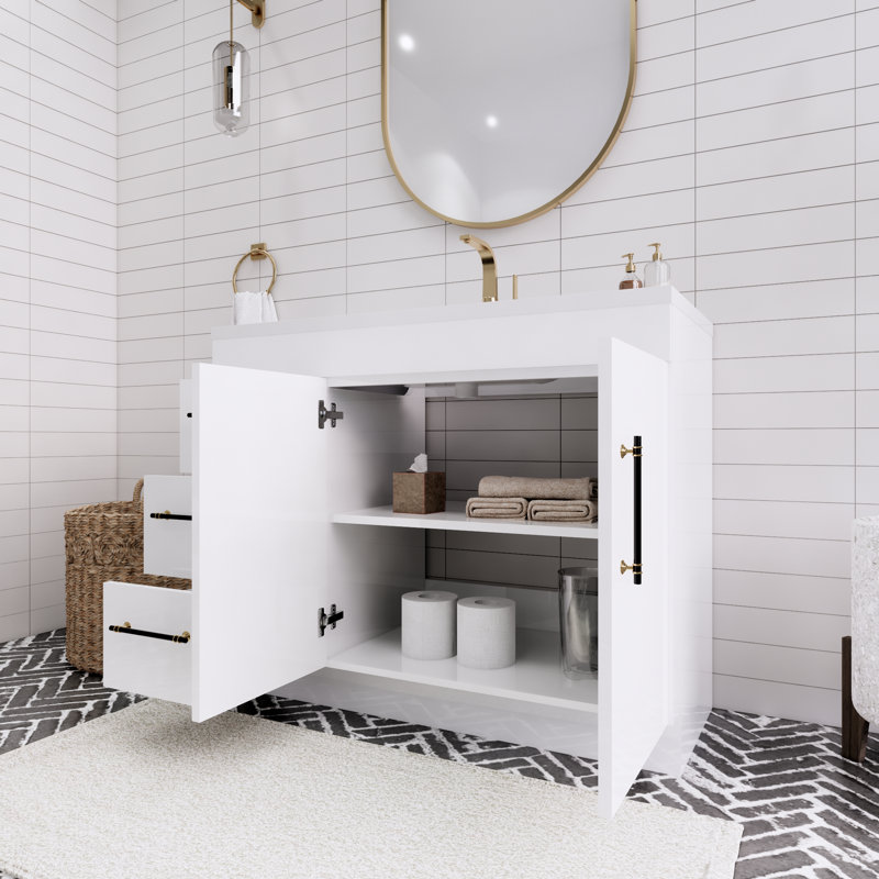 Spring Single Bathroom Vanity, Gloss White, 36"