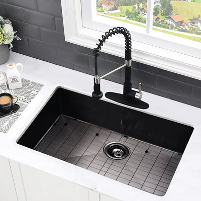 Évier en acier inoxydable encastrable de 30 po de calibre 18, insonorisant, chauffant, cuve spacieuse antirouille et antirouille, drainage à rainure en X, cuisine à ouverture de drain de 3,5 po et