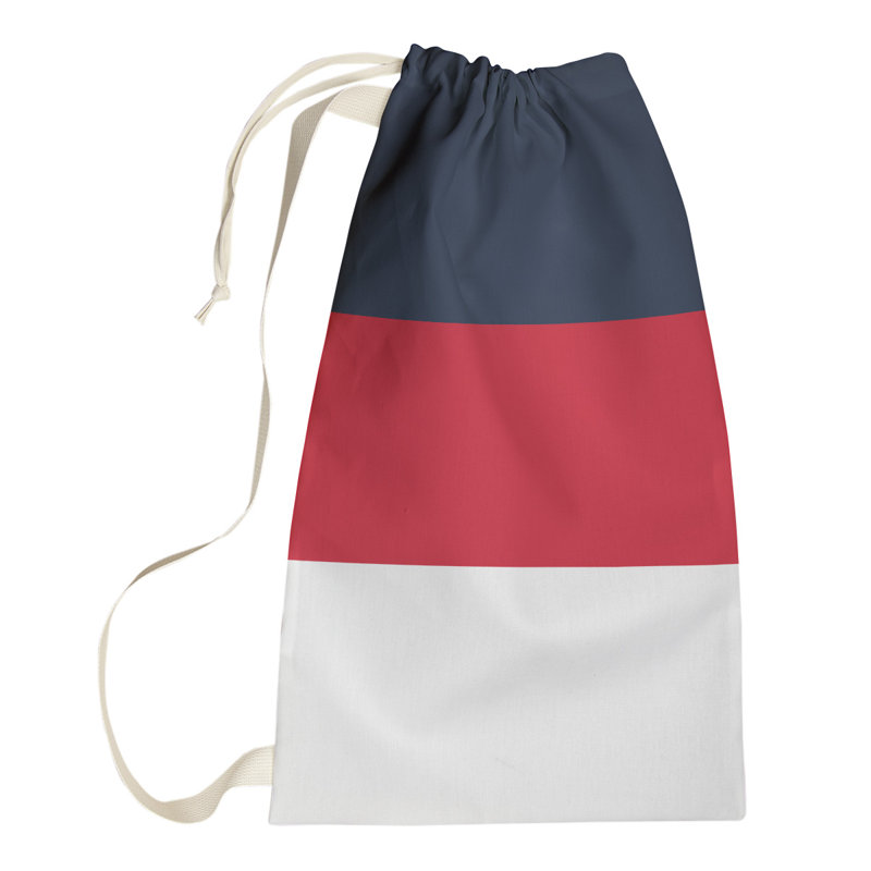 Fabric Laundry Bag with Handles, Small (29" H x 18" W x 1.5" D), Pittsburgh Navy/Red/White
