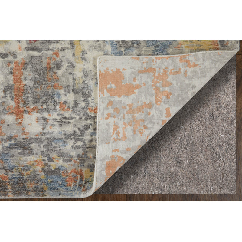 Tapis gris à motif abstrait moderne Lenda, Rectangle de 5 pi x 8 pi