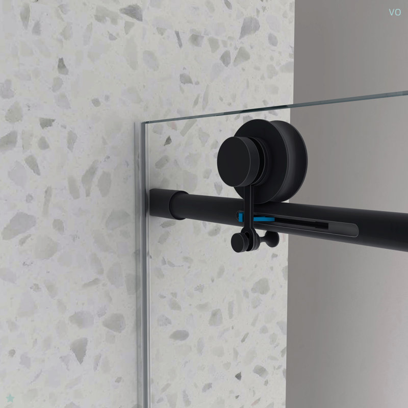 Une porte de douche fixe et une porte décalée sans cadre 6063, grandes poulies en acier inoxydable 304 de 70 mm avec fonction de fermeture en douceur réglable, avec nettoyage facile à utiliser et protection anti-déflagrante