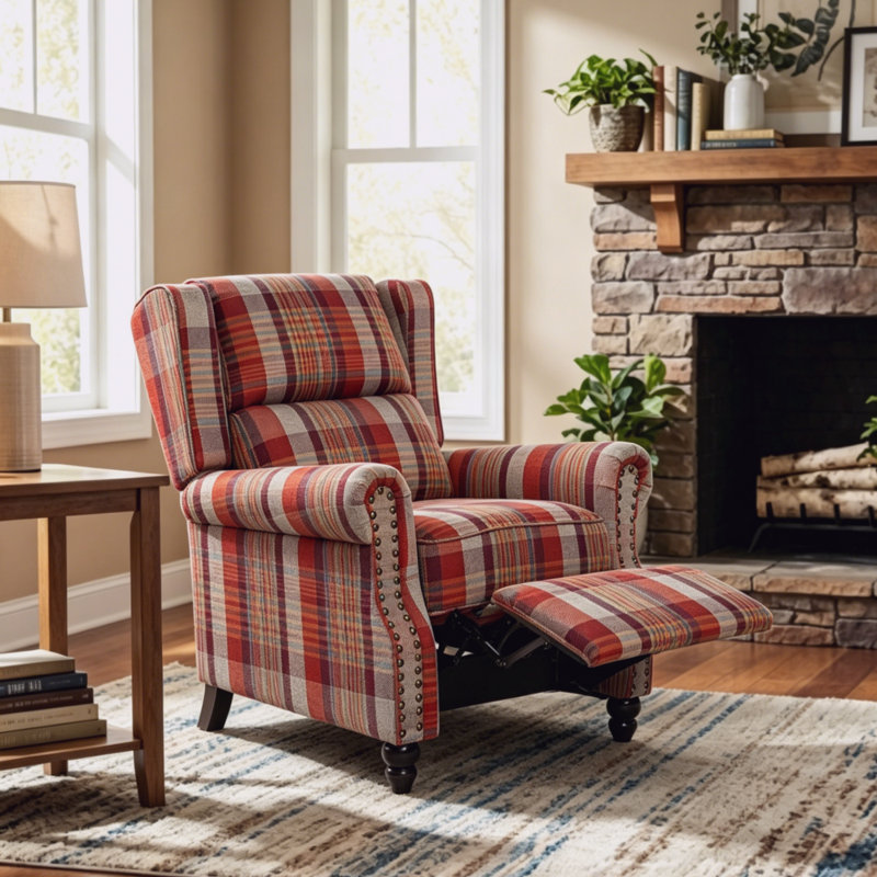 87.5cm Wide Glider Standard Recliner, Red Linen