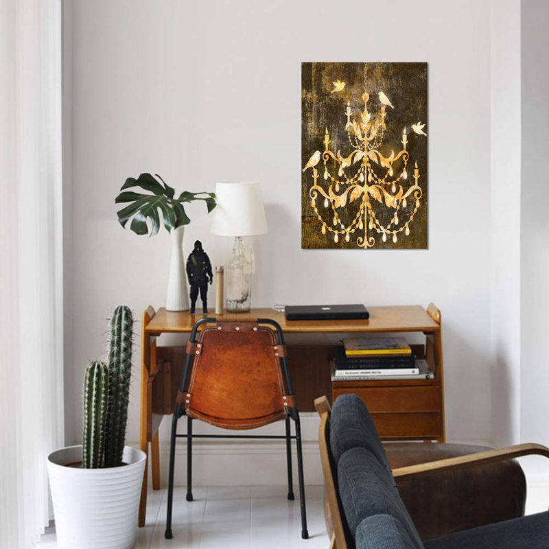 « déco gold angoisse i », impression sur toile, H 12 po x l 8 po x P 0,75 po, Toile tendue, Pas de tapis