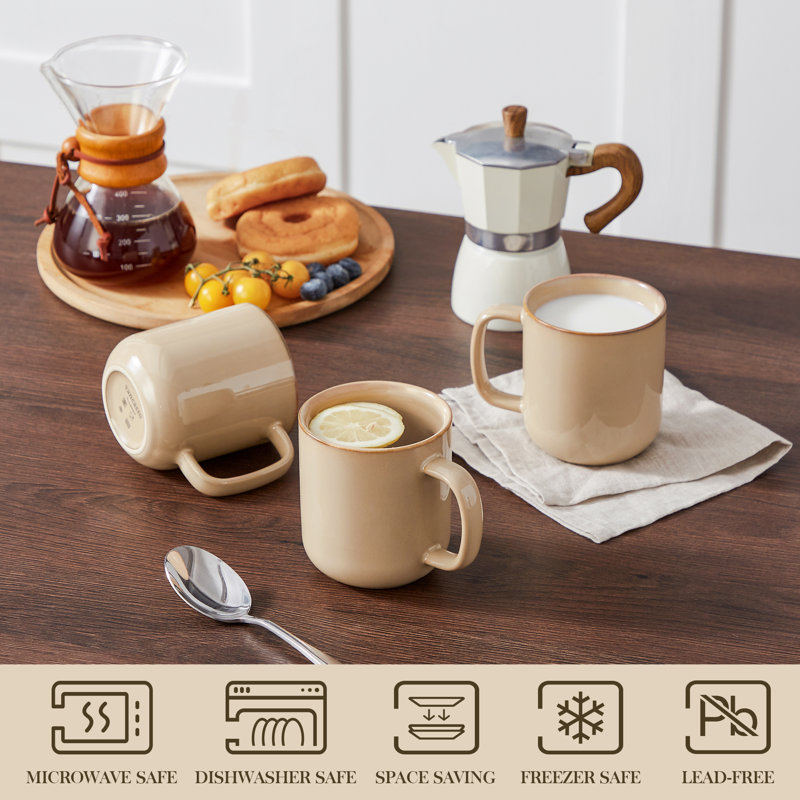 Stoneware Coffee Cup, Brown, Set of 4, 480ml