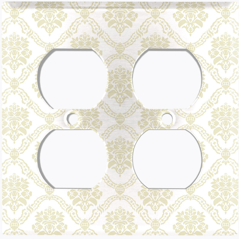 Plaque murale à 2 interrupteurs à bascule Elegant Damask, Gris / blanc