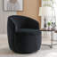 Fauteuil d'appoint pivotant en velours noir avec forme et mécanisme d'anneau en métal-219483343