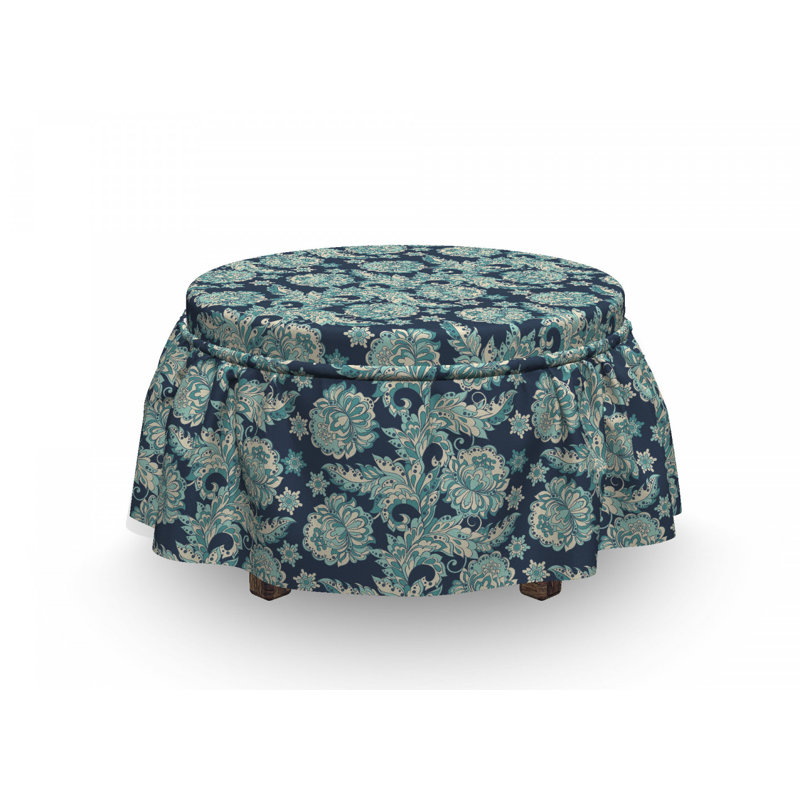 Housse pour repose-pieds fleurs oriental folkore