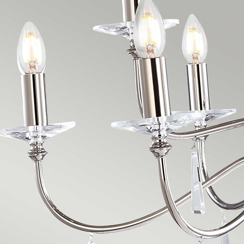 Duluth 9 - Light Candle Style Chandelier, Polished Nickel