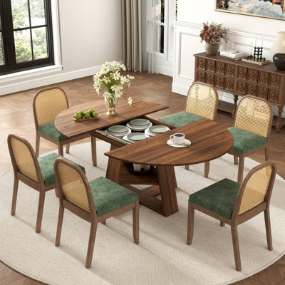 Ensemble de table de salle à manger ronde avec 4 chaises capitonnées rembourrées, ensemble de table de salle à manger de style Mid-Century pour coin-repas de cuisine
