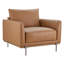 Chaise d'appoint rembourrée carrée en cuir véritable avec pieds en métal Jay