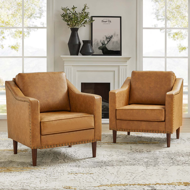 Almetia Vegan Leather Armchair, Camel Faux Leather