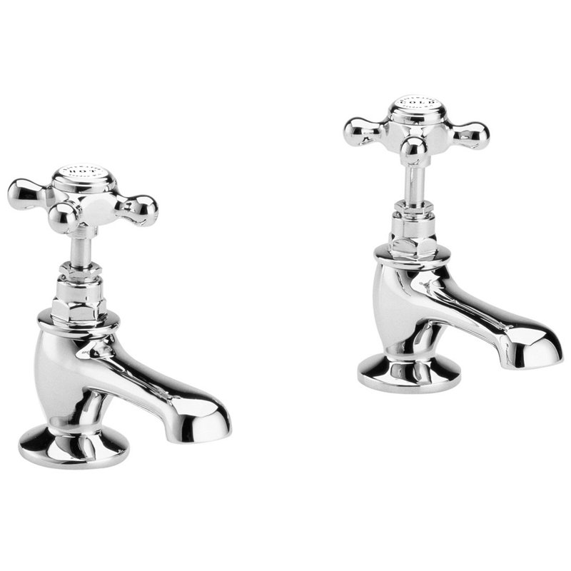 Solid Brass Basin Pillar Taps, White