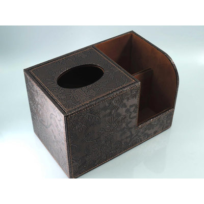 PU Leather Tissue Box Cover Square Tissue Holder Tissues Box Organizer With 2 Compartment,Remote Control Holder,Multifunctional Decorative Tissue Box Covers Cube,Home Office Desktop Storage Box,Retro