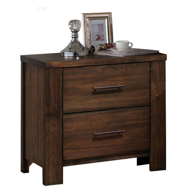 2-Drawer Nightstand With Timeless Oak Finish And Durable Construction For Elegant Bedroom Storage