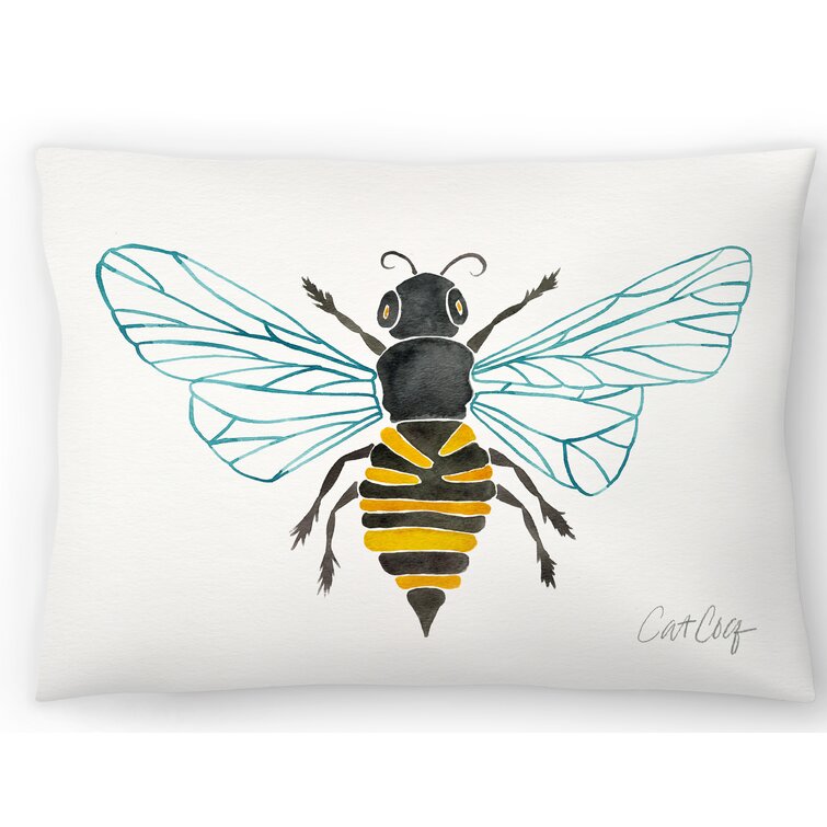 Bee fabric panel for cushions, bumblebee cushion front, bees cotton canvas