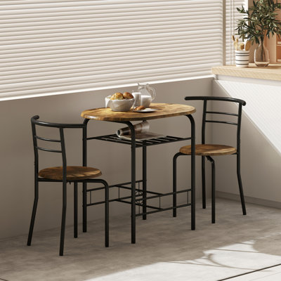 3-Piece Dining Table Set, Kitchen Table and 2 Chairs Rustic Brown