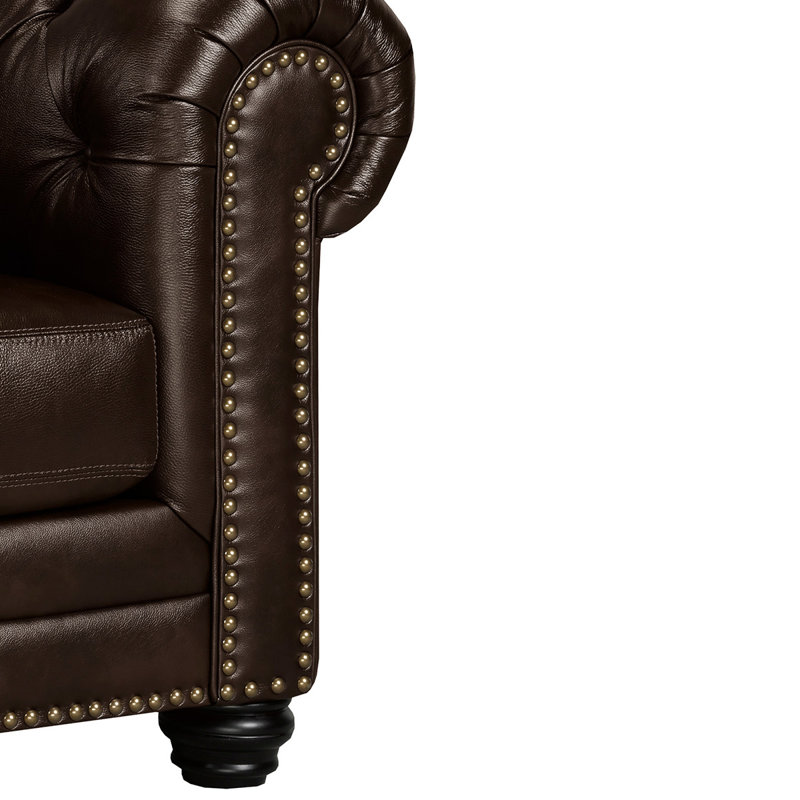 Canapé Chesterfield Ornellas, Cuir espresso assorti