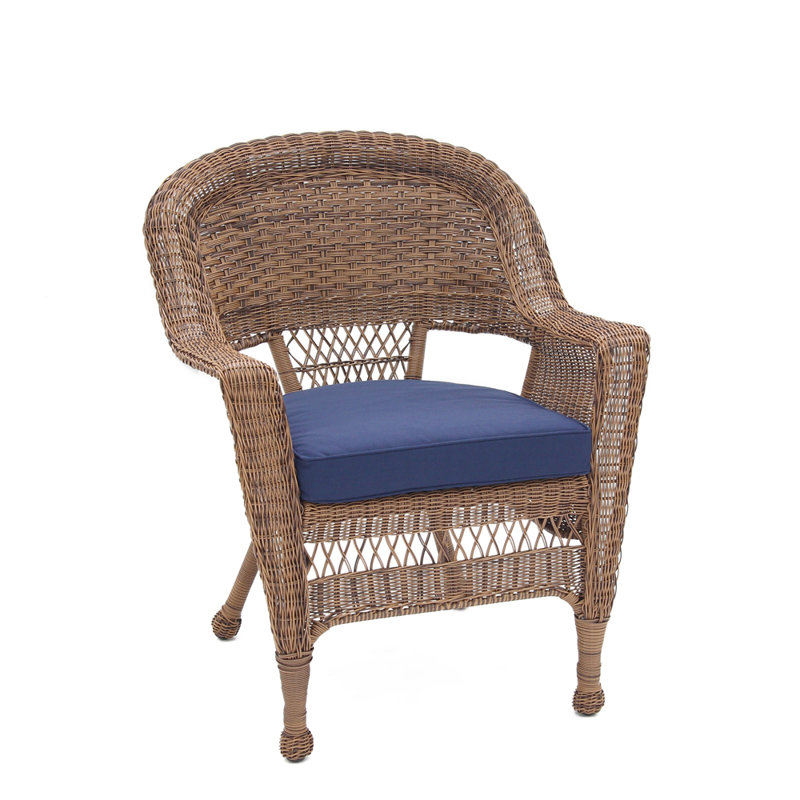 Chaise de patio avec coussins, Miel, Bleu minuit