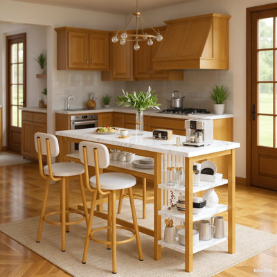 Ensemble de table de bar pour 2 personnes avec 4 tablettes de rangement, table de petit déjeuner industrielle de 47 po et 2 tabourets de comptoir rembourrés avec dossier et repose-pieds, ensemble de salle à manger 3 pièces peu encombrant pour cuisine, salon, studio et pub