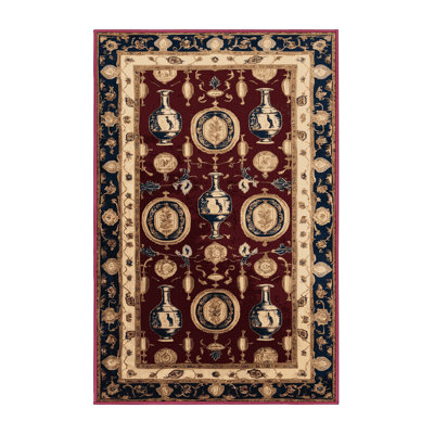 Machine Washable French Red Area Rug