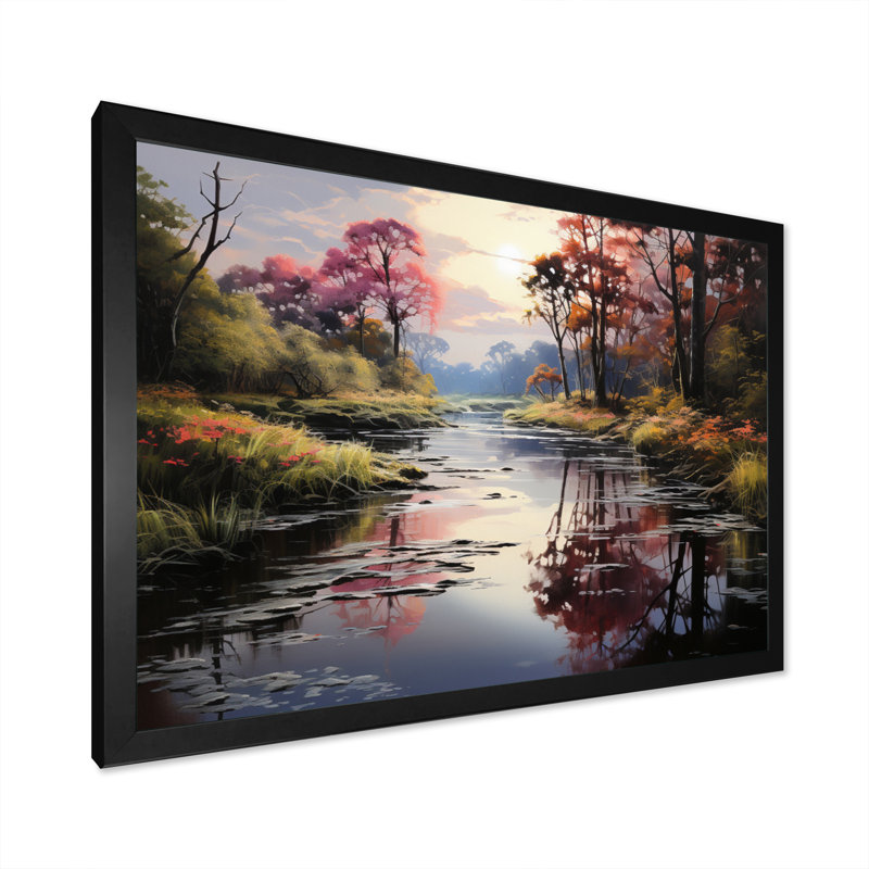 Green Canal Serenitys Reflection - impression, Cadre photo noir, H 12 po x l 20 po x P 1 po