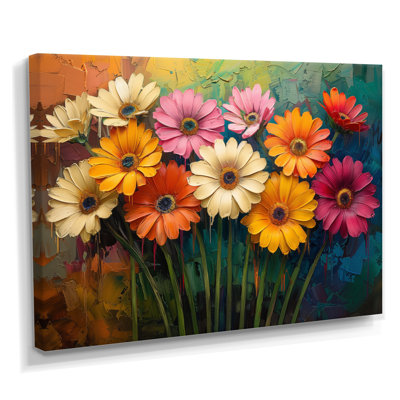 «Multicolor Garden Daisies Collage III - Daisies», reproduction d'art murale