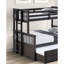 Lit superposé simple au-dessus d'un lit double avec lit gigogne de style transitionnel, mélange de gris, bois d'ingénierie massif pour les tiroirs sous le lit de la chambre à coucher, look, configuration