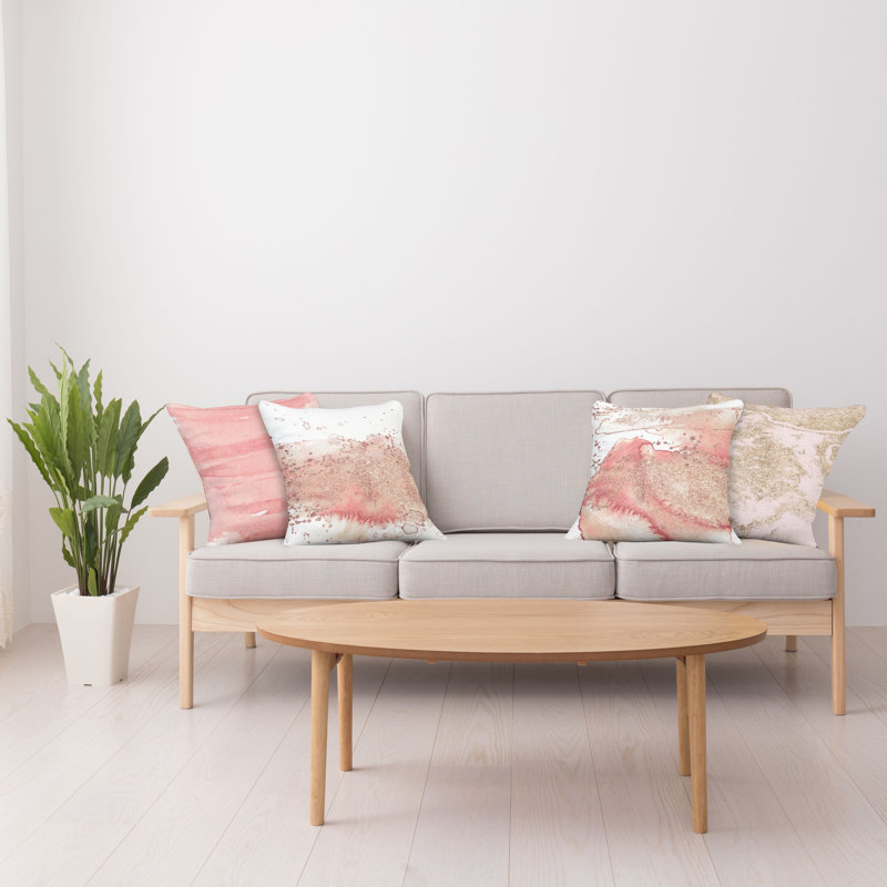 Pillow Cover, 20" x 20", Beige/Pink