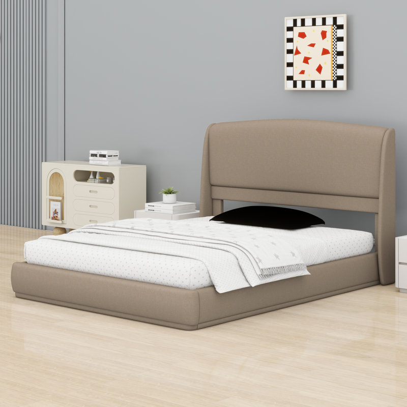 Structure de lit plateforme tapissier, Brown